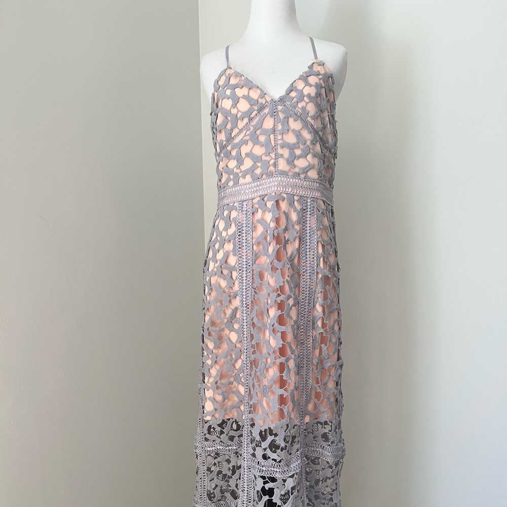 Elliatt Pink and Tan Maxi Dress Spaghetti Strap Sundress